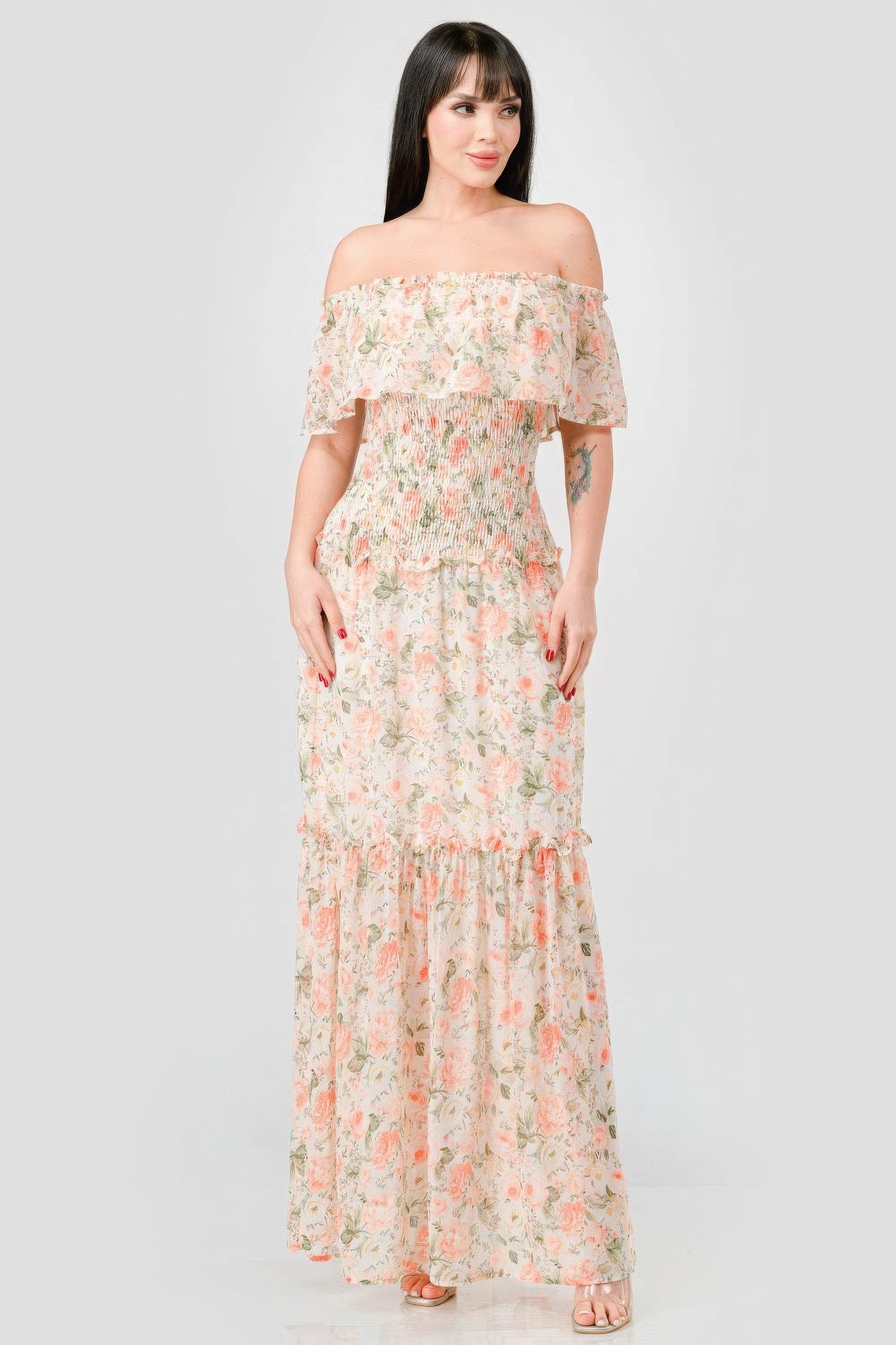 floral smocked maxi dress