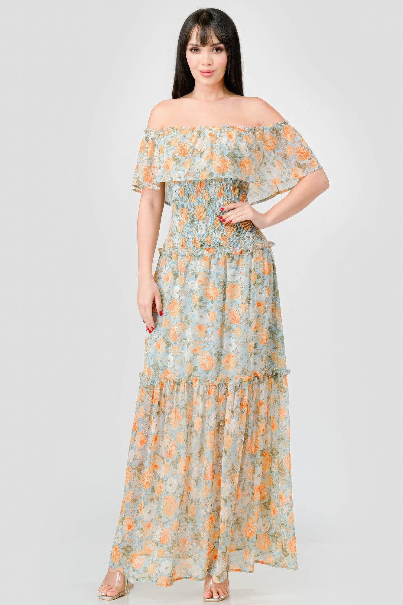 floral smocked maxi dress