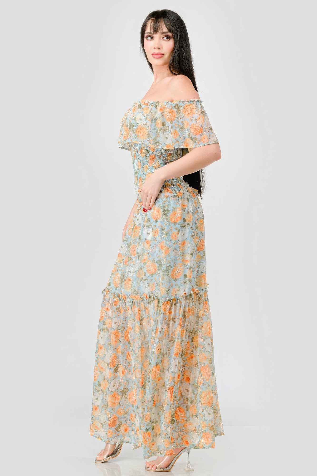 floral smocked maxi dress