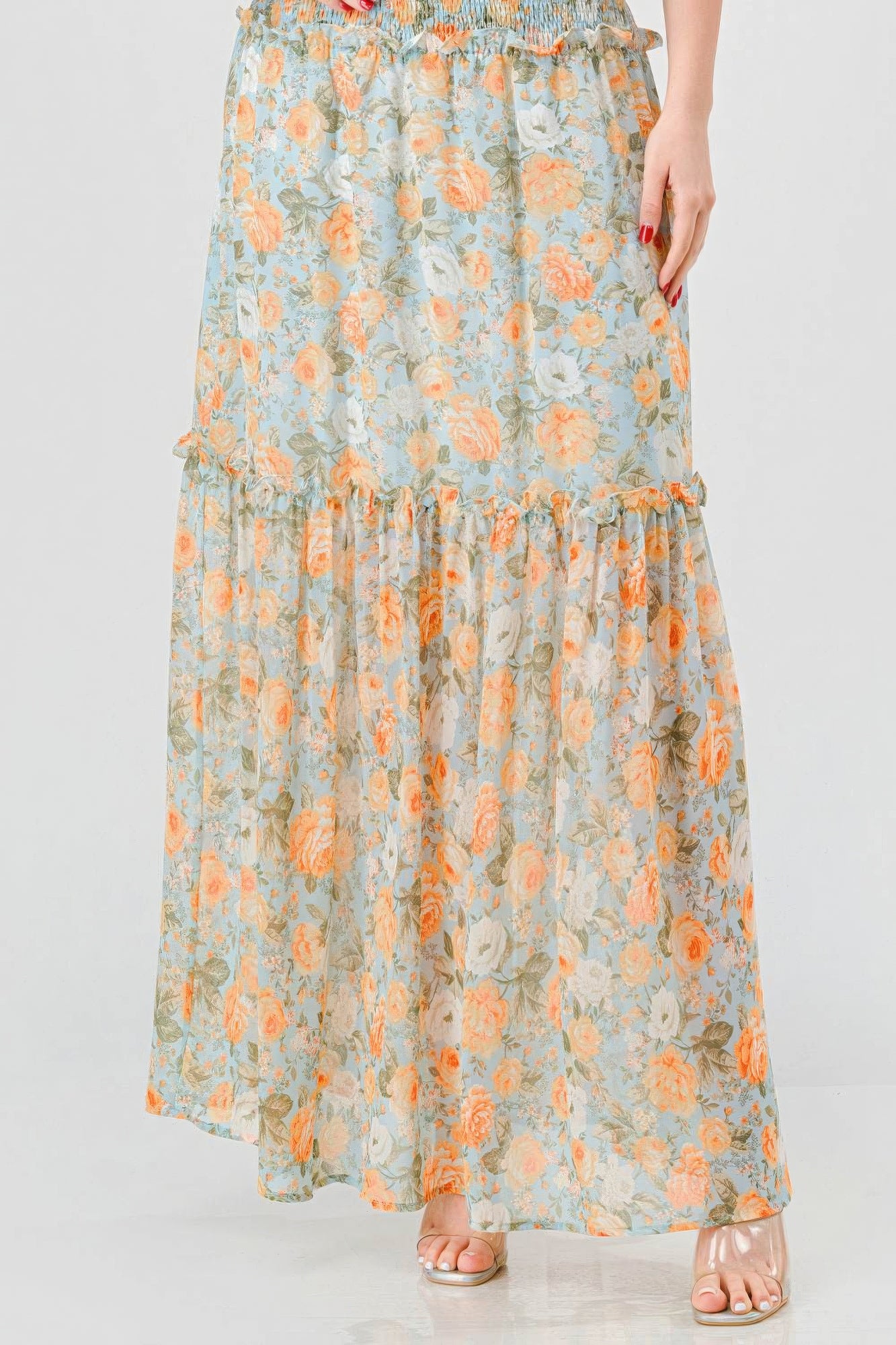 floral smocked maxi dress