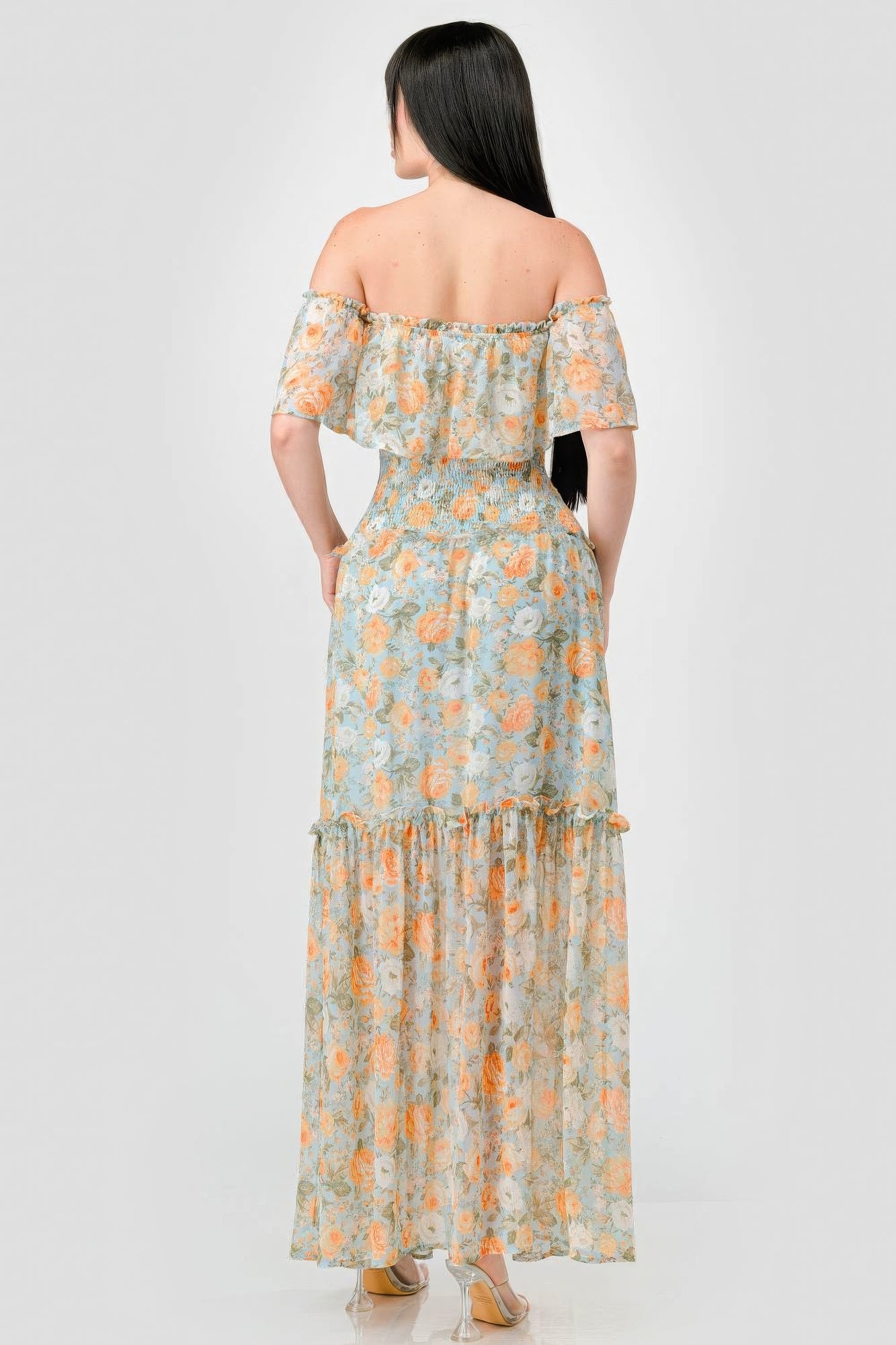 floral smocked maxi dress