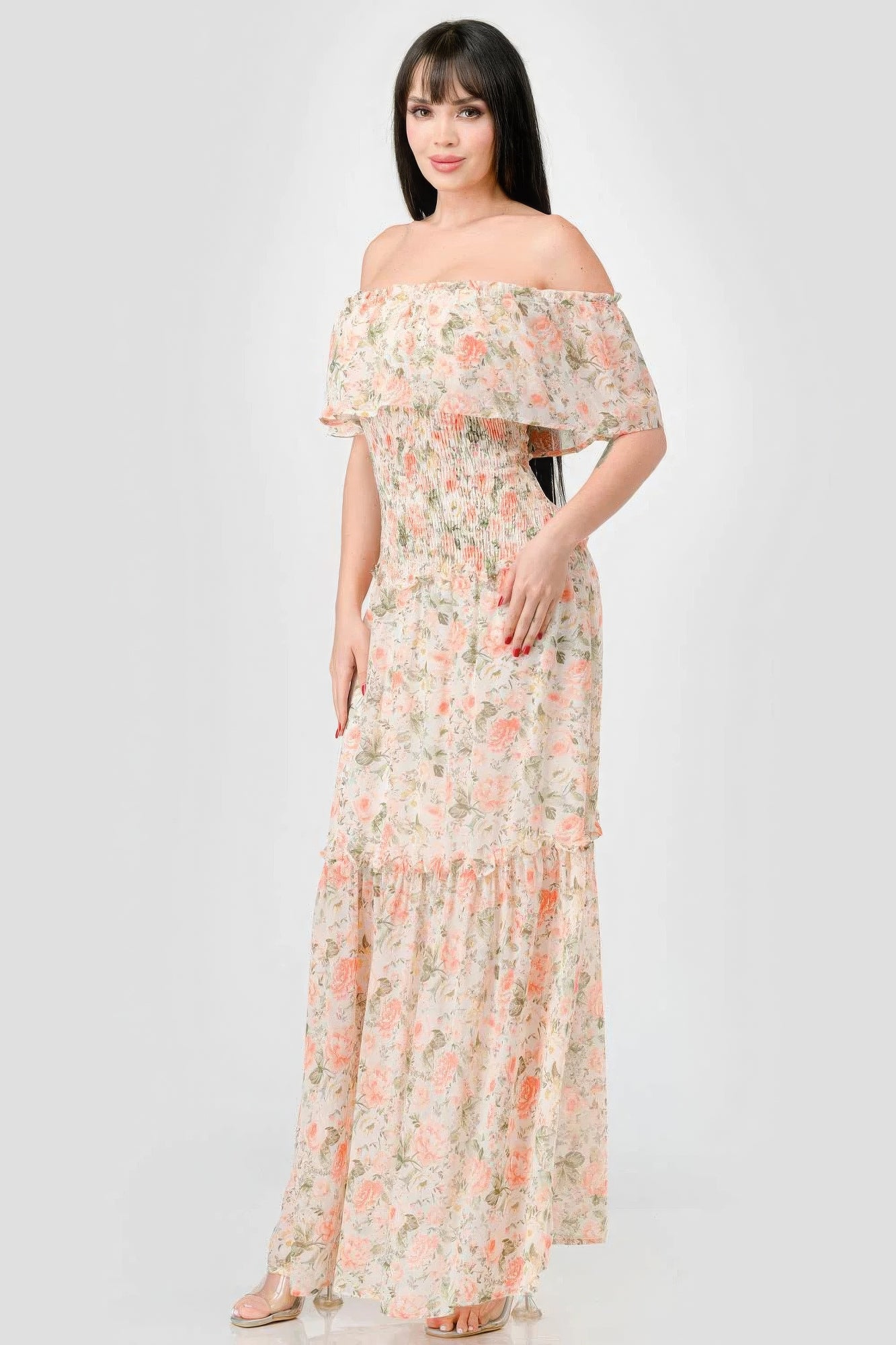 floral smocked maxi dress