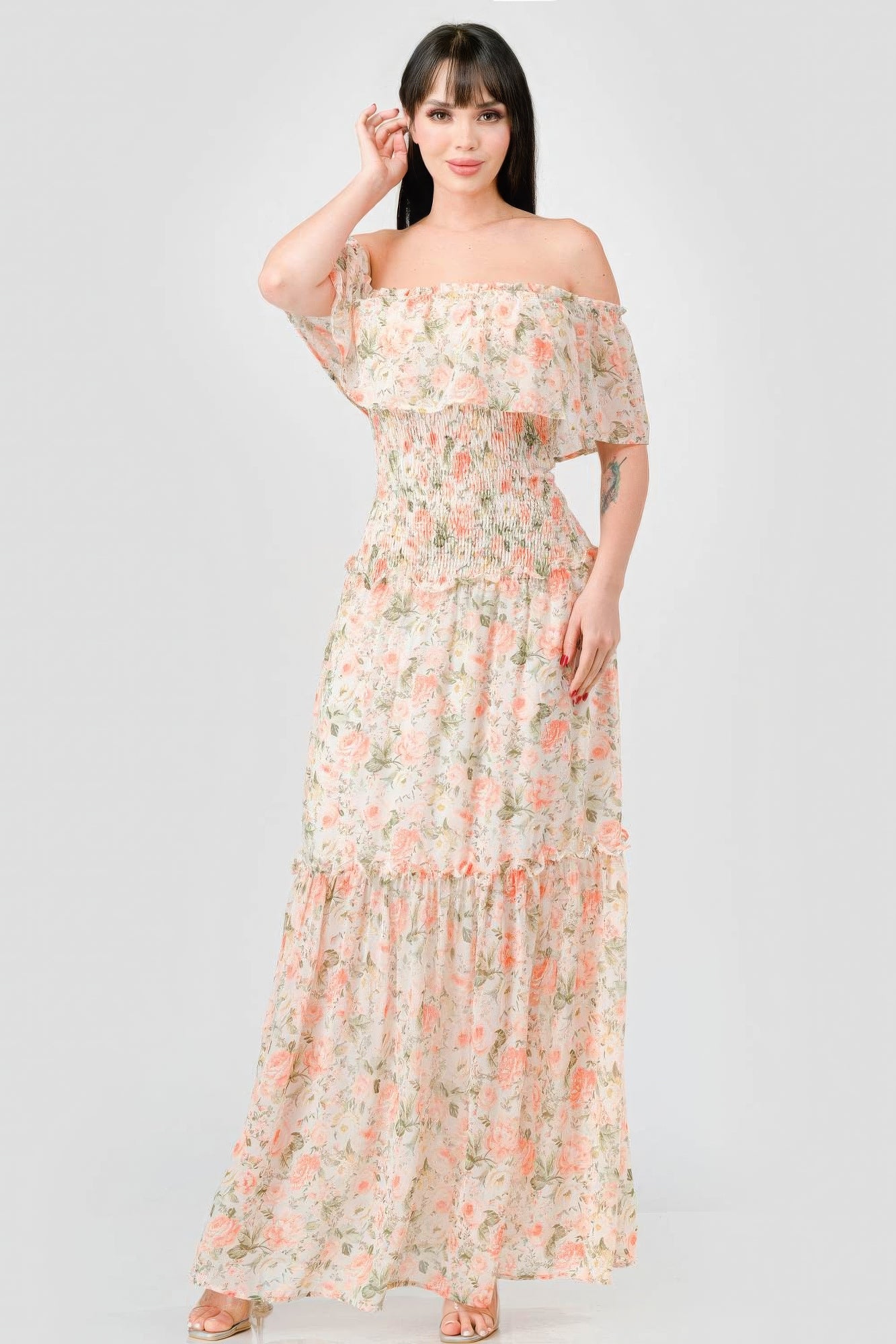 floral smocked maxi dress