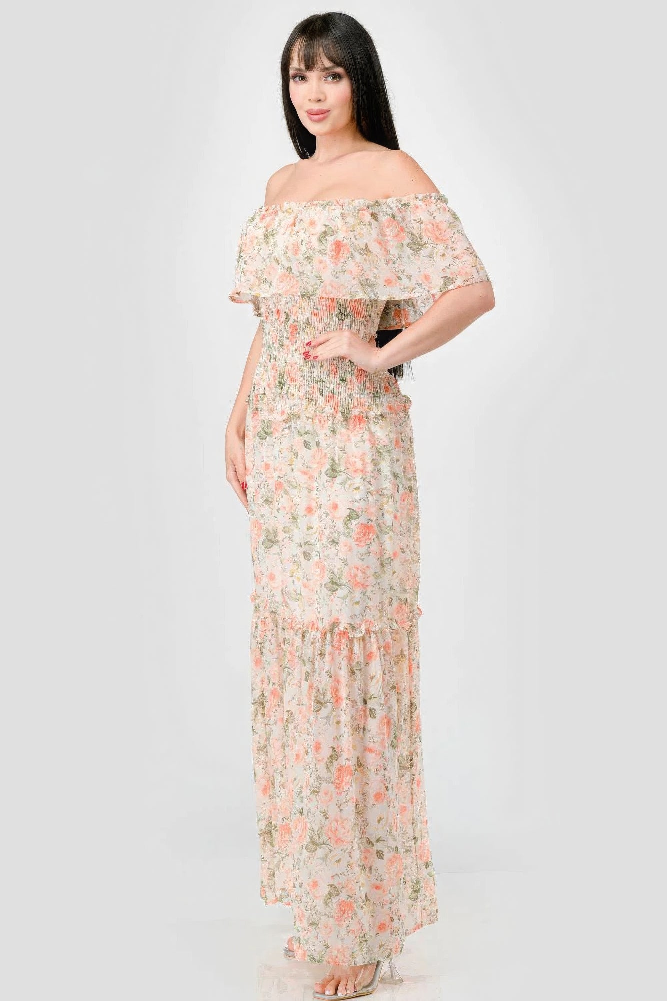 floral smocked maxi dress