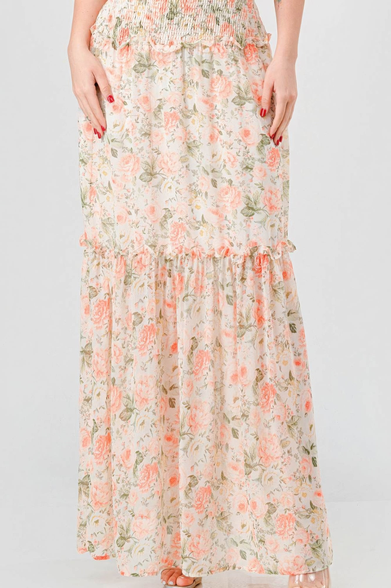 floral smocked maxi dress