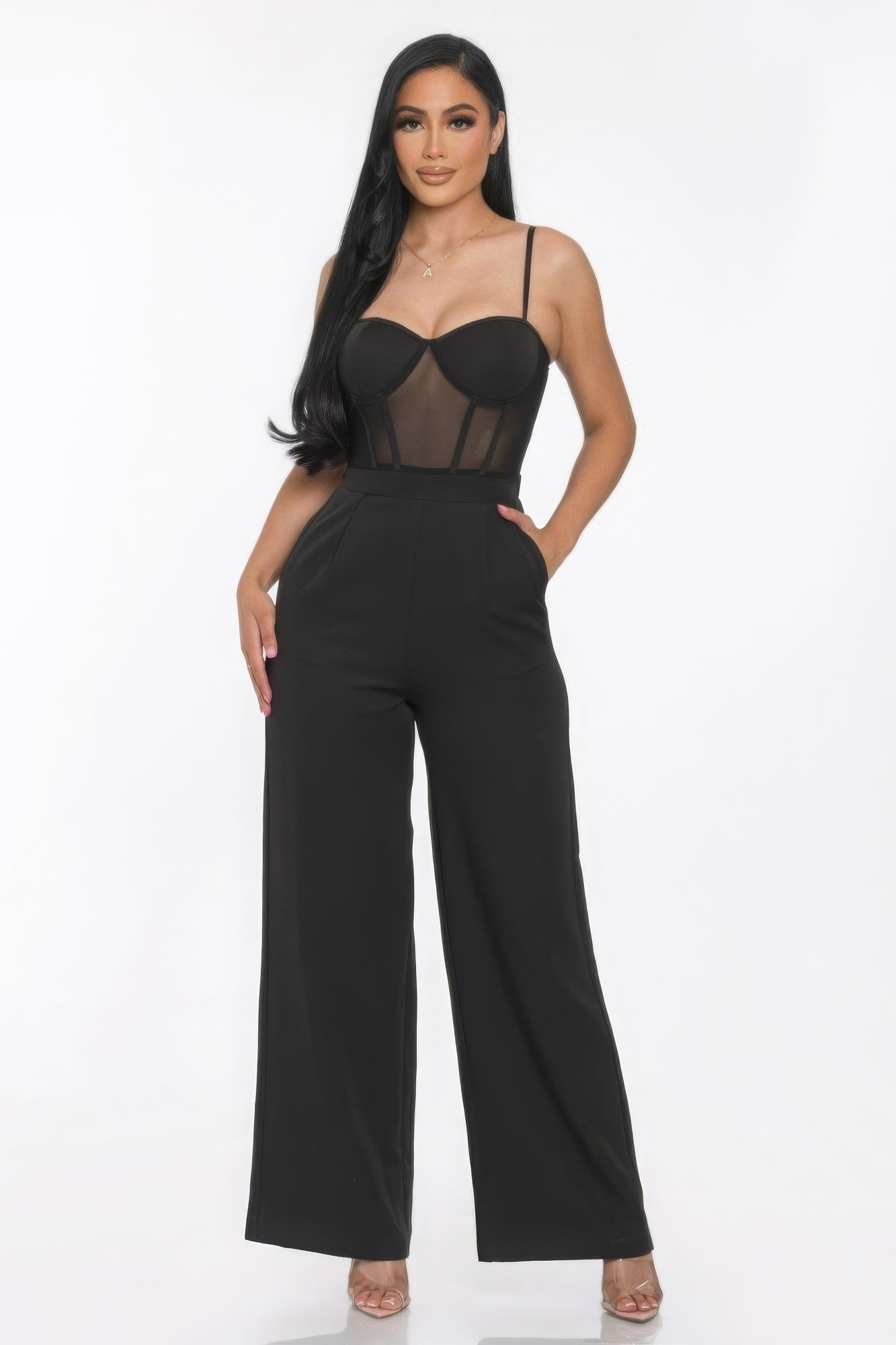 mesh cup jumpsuit