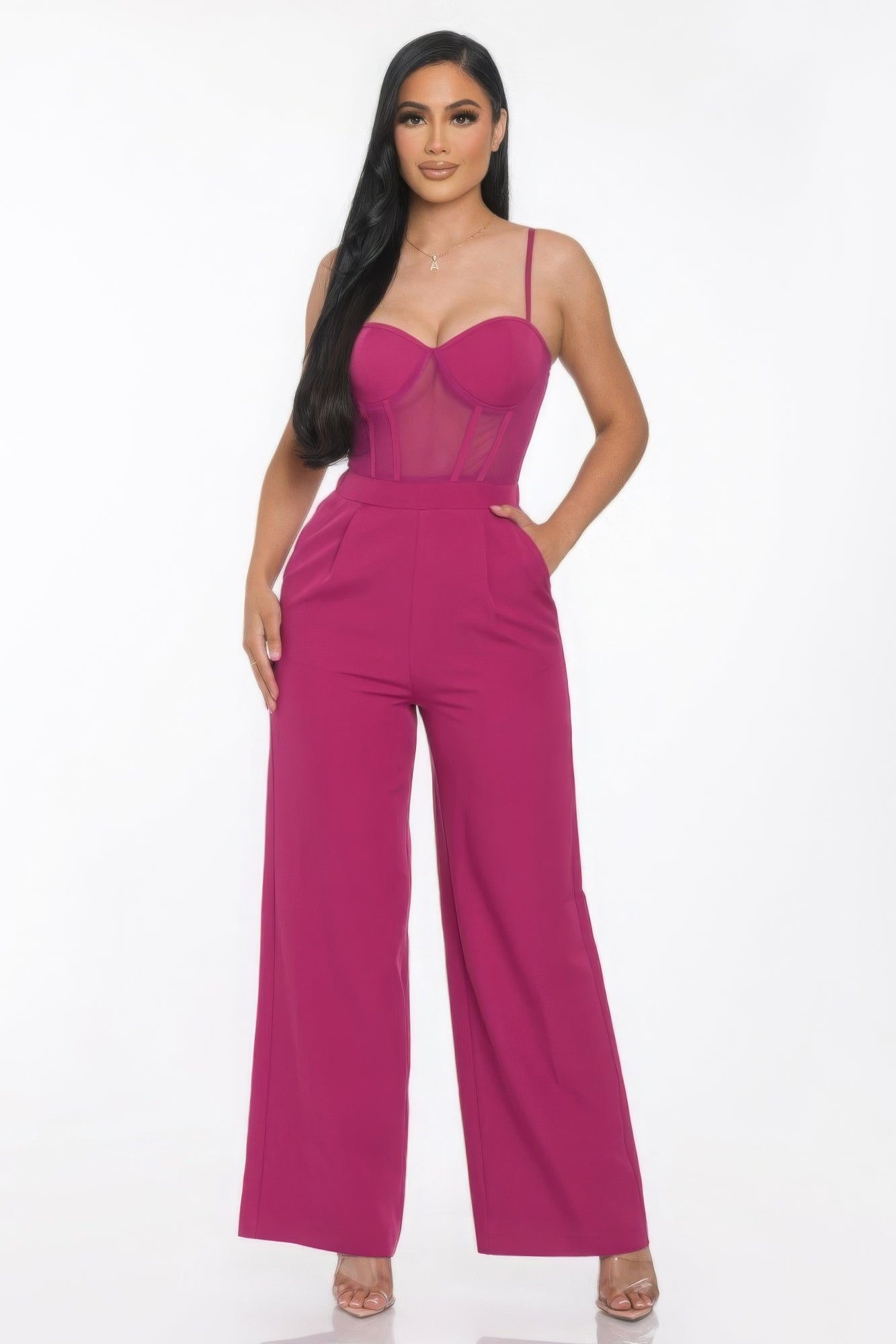 mesh cup jumpsuit