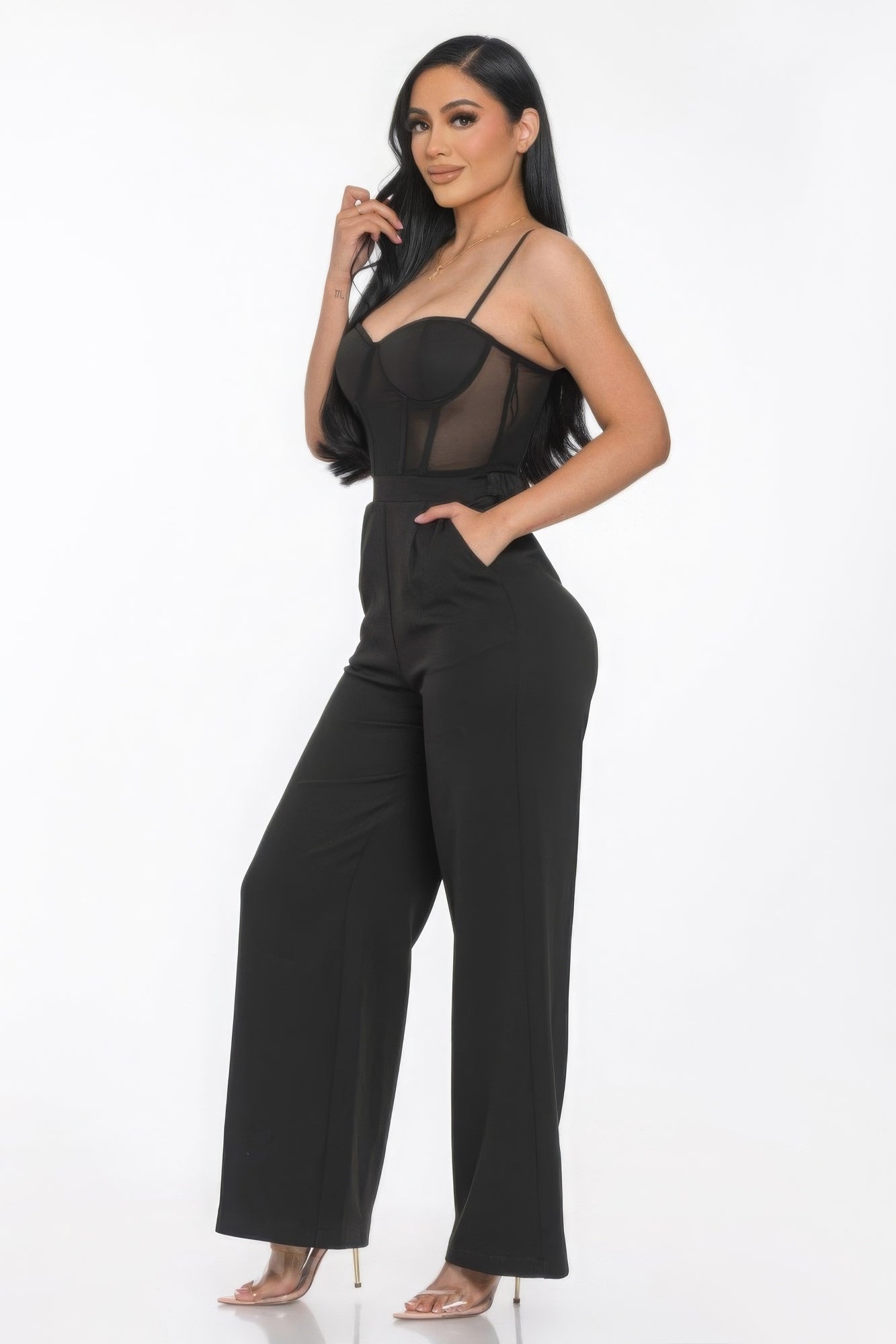 mesh cup jumpsuit