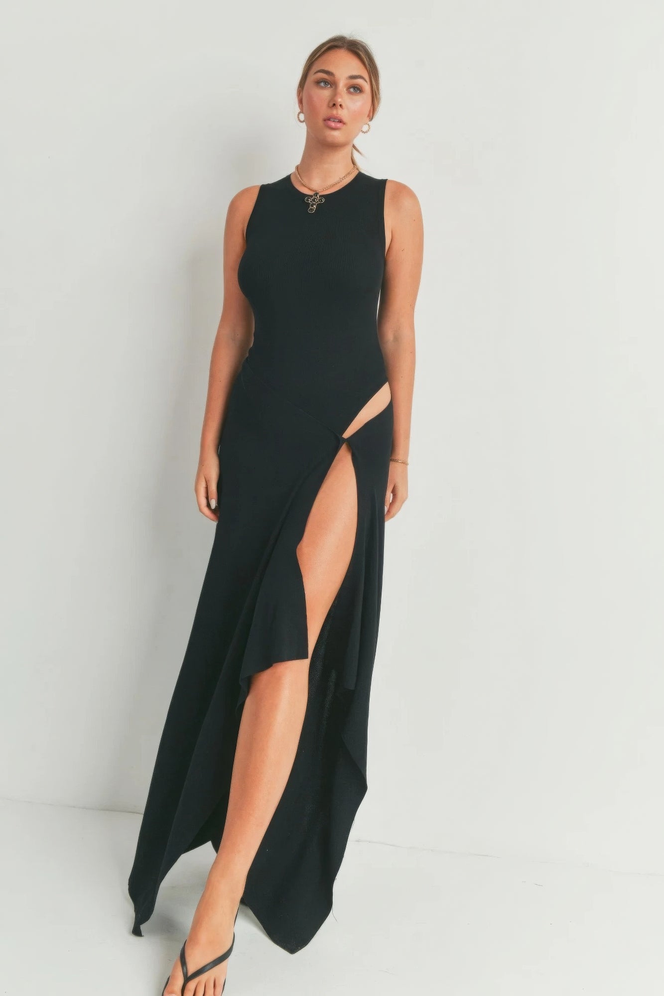 sleeveless maxi w/ slit