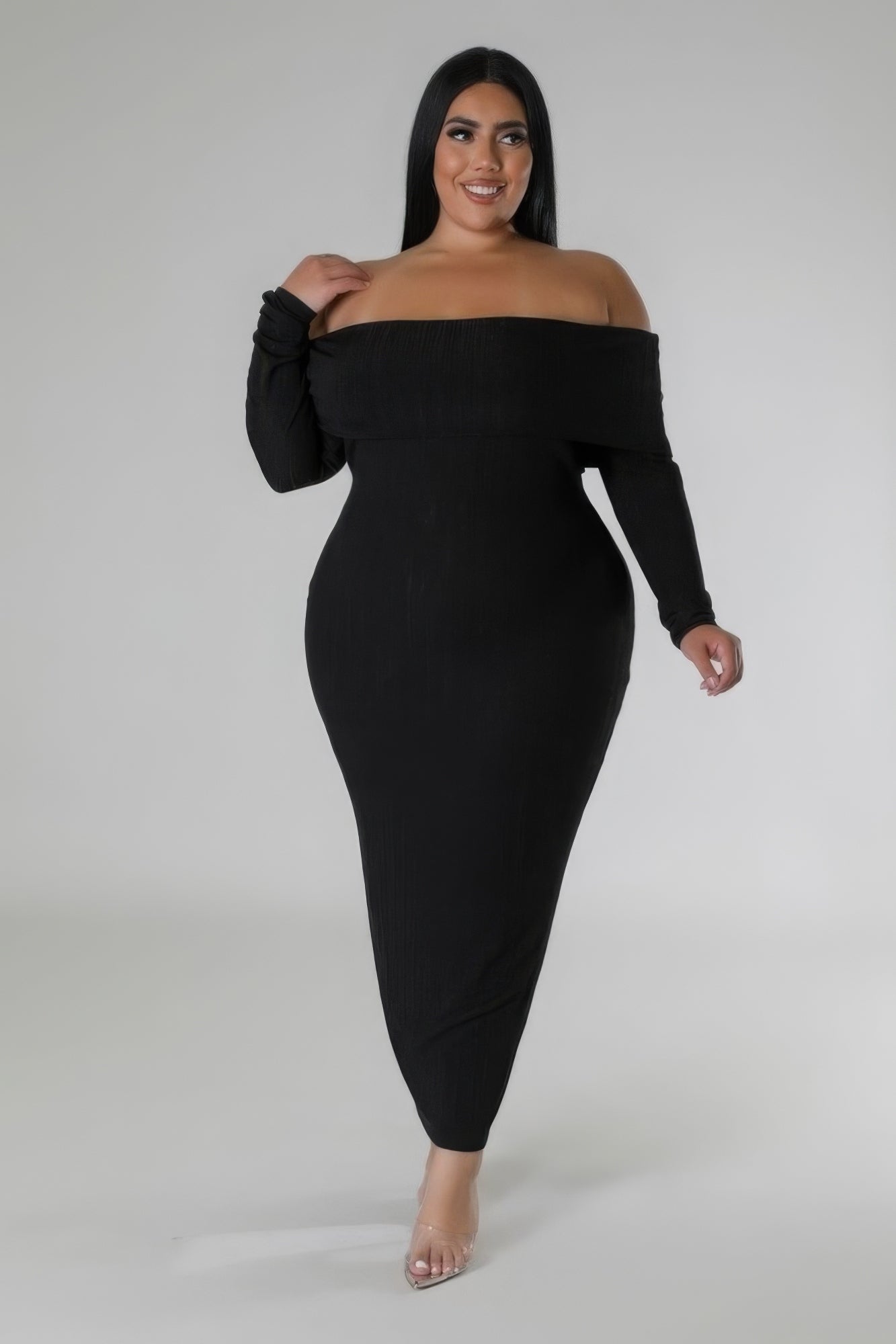 off shoulders stretch dress