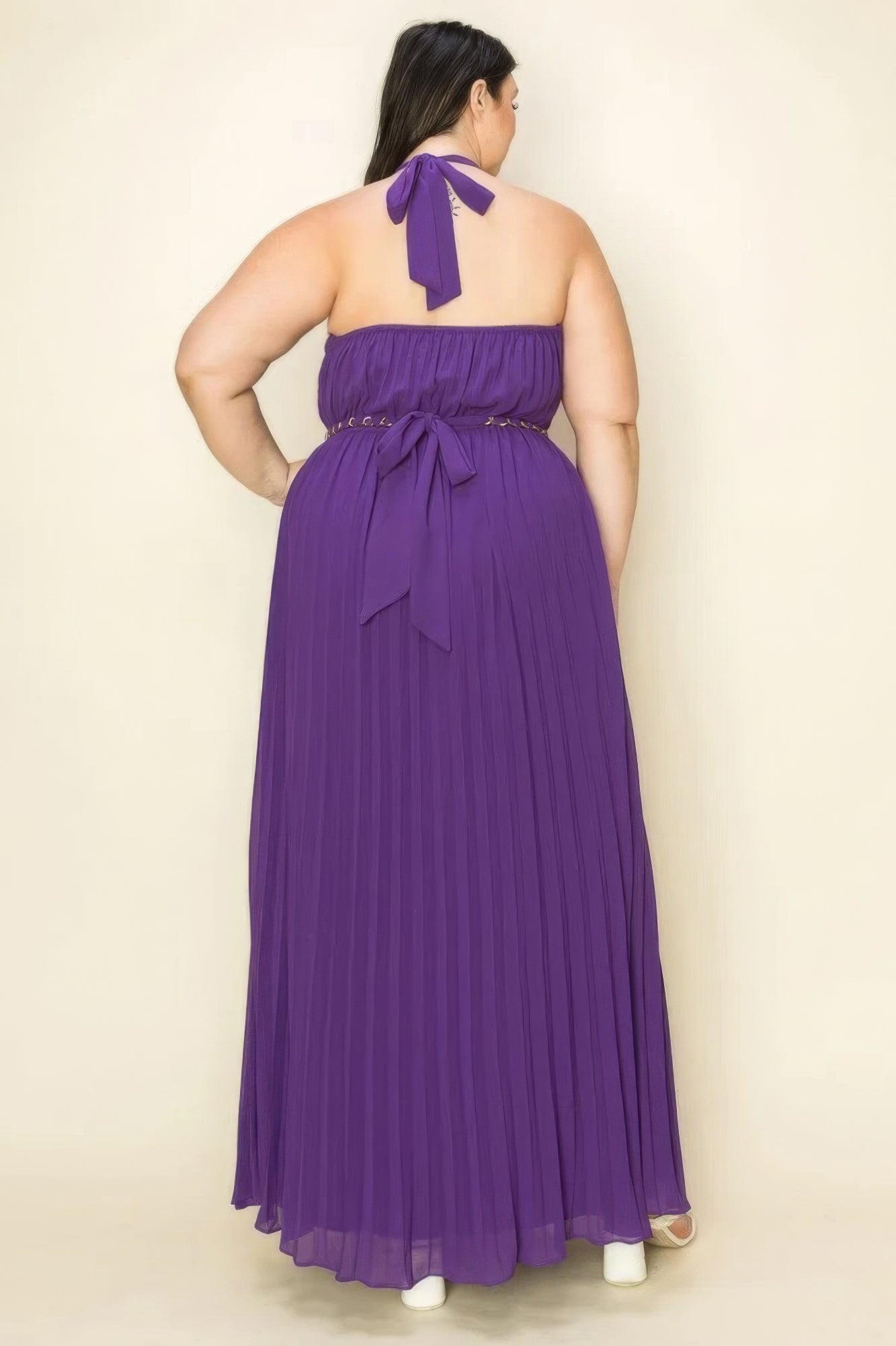 chiffon pleated maxi dress