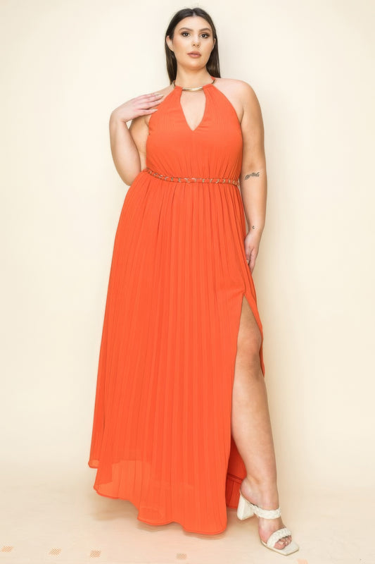 Chiffon Pleated Maxi Dress