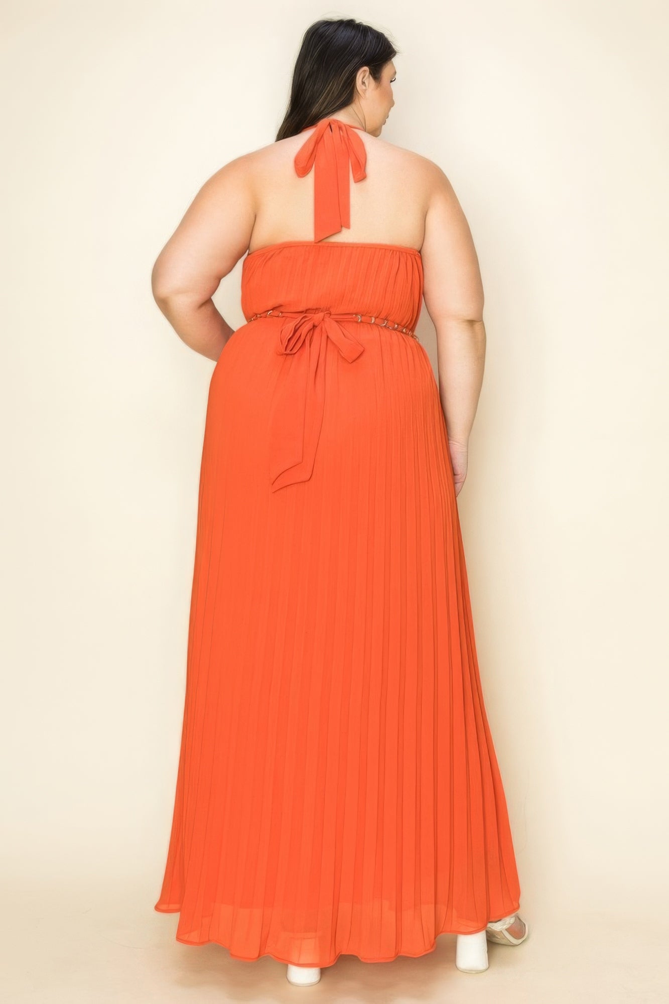 chiffon pleated maxi dress