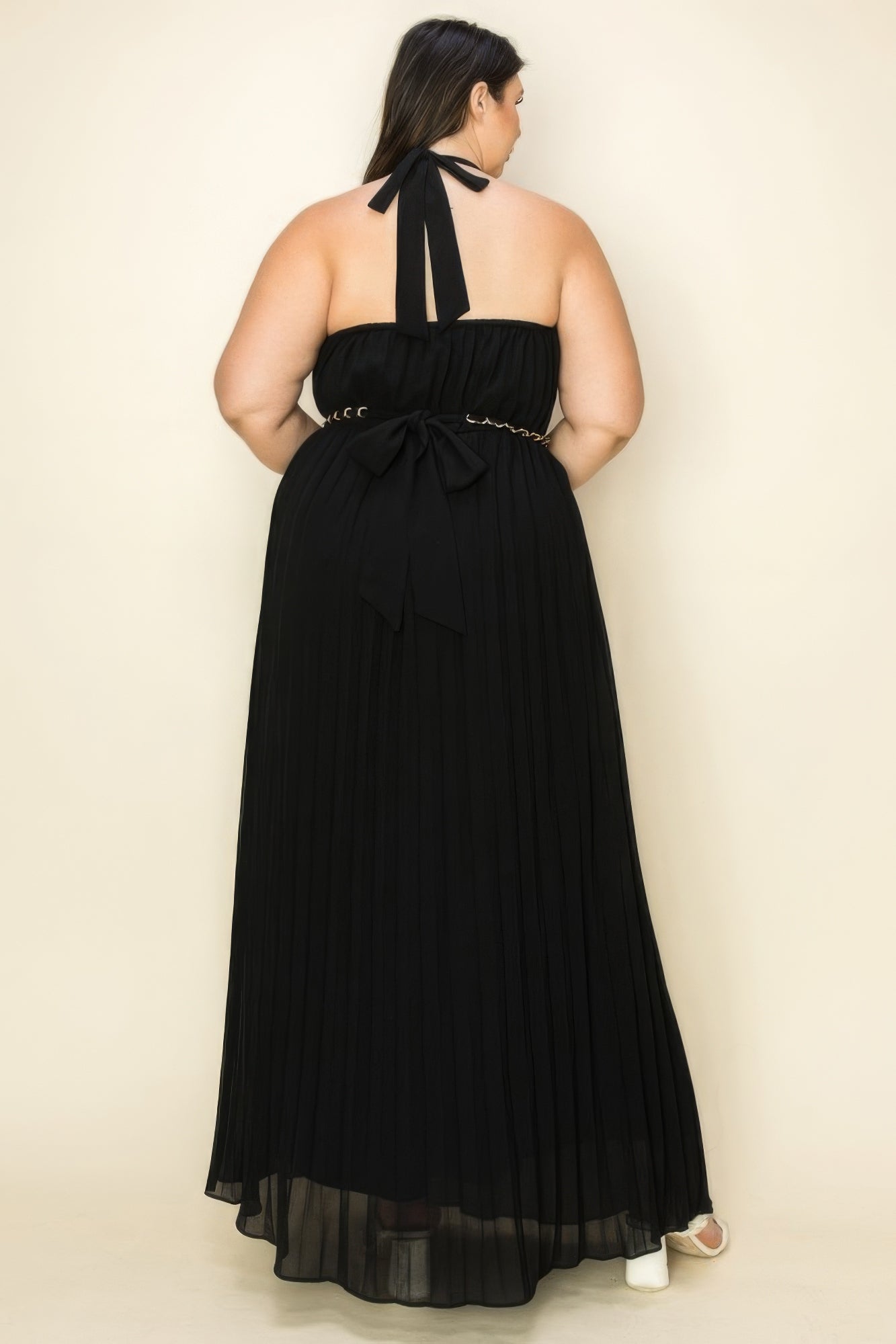 chiffon pleated maxi dress