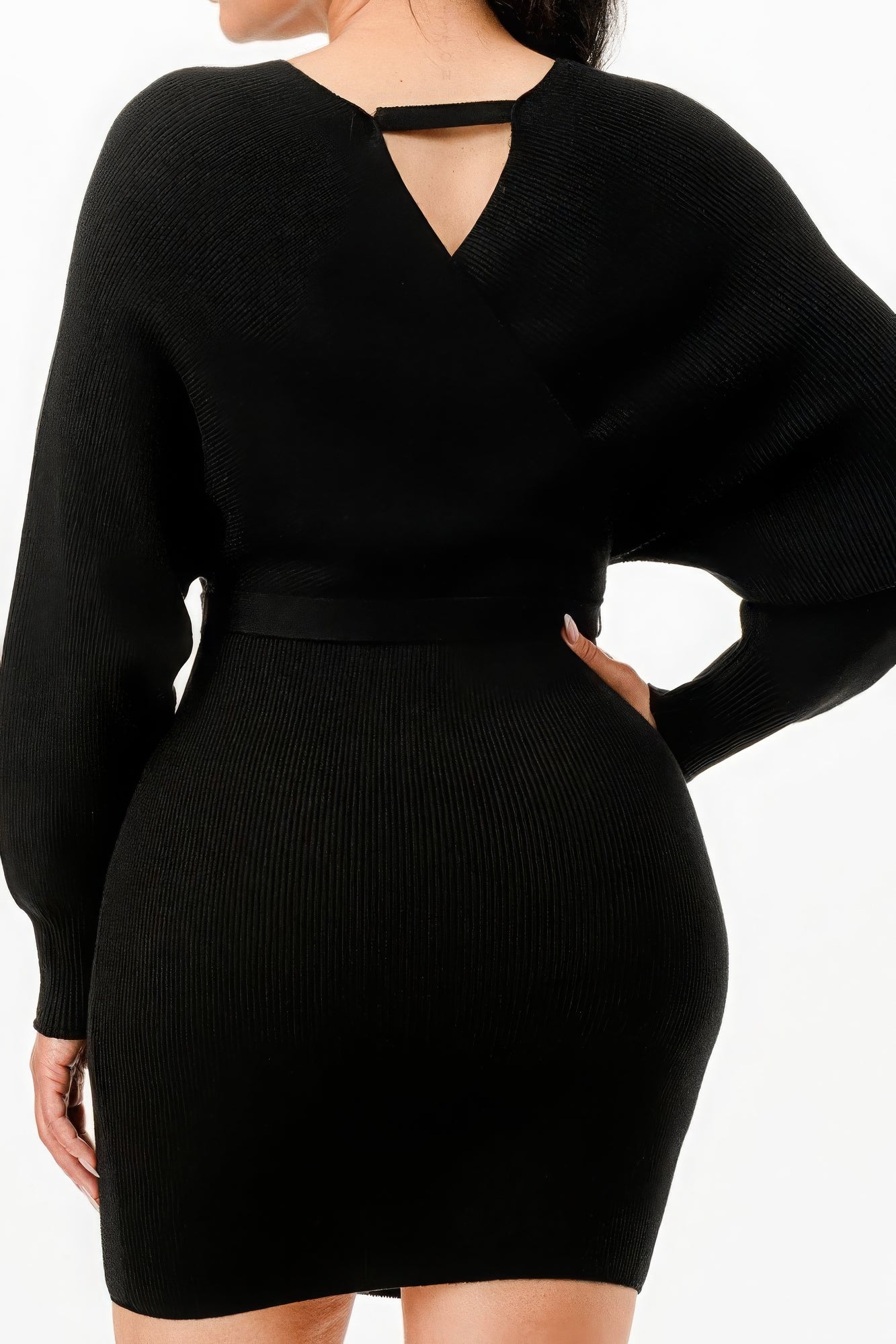 wrap belted sweater dress