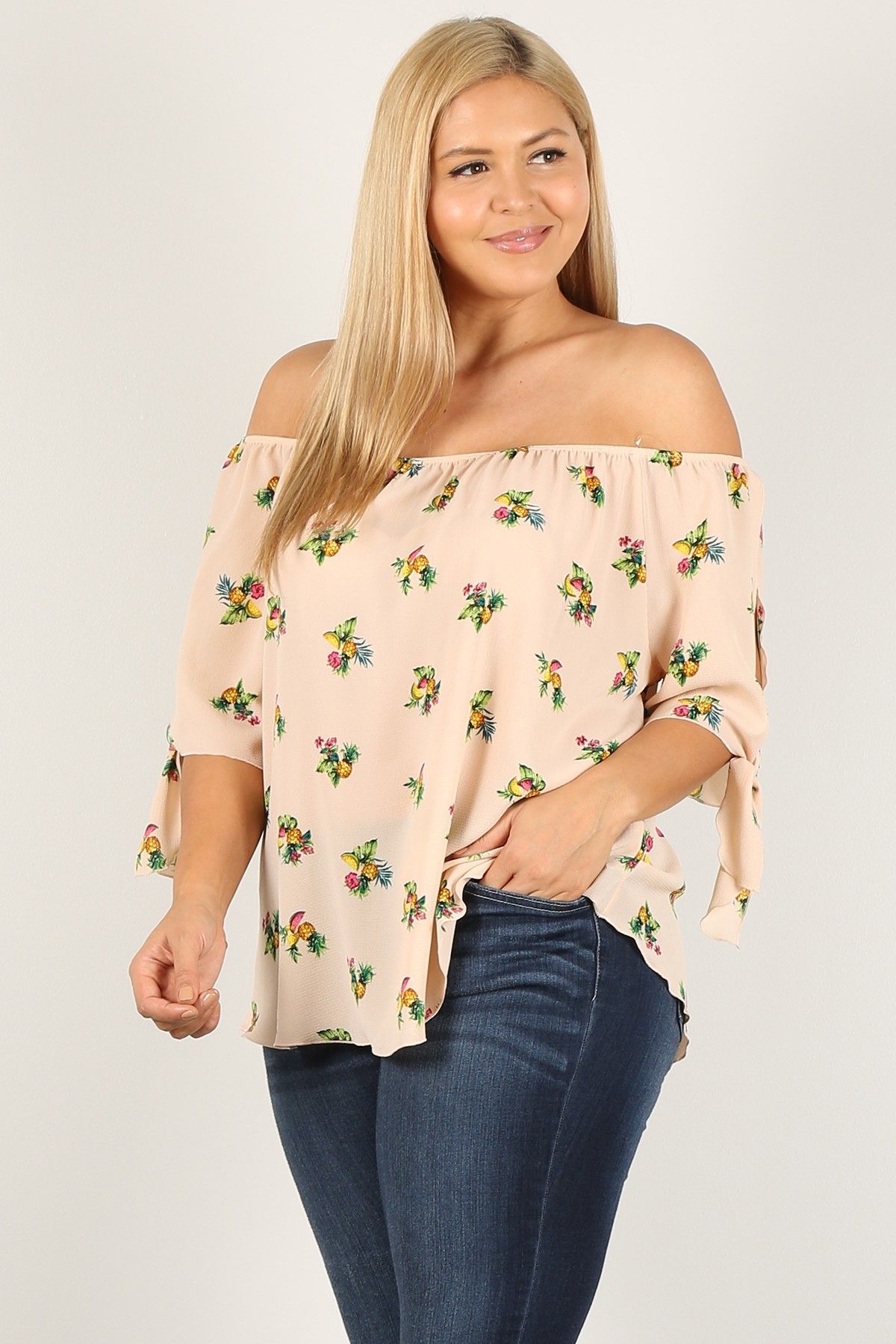 off shoulder floral top