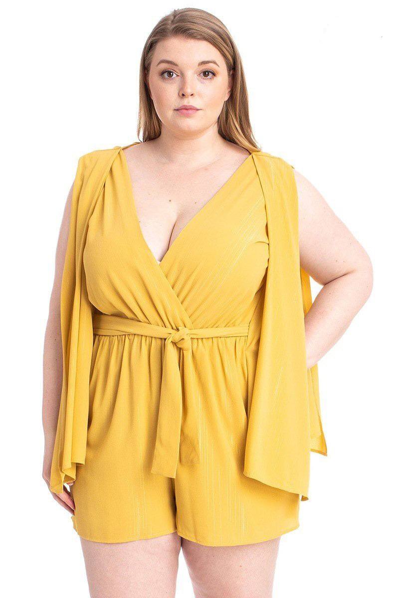 draped open sleeve romper