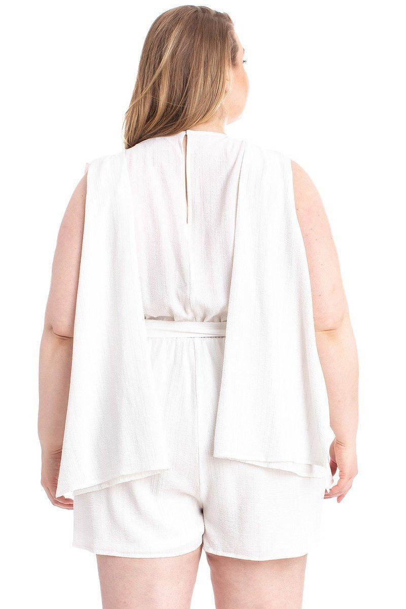 draped open sleeve romper