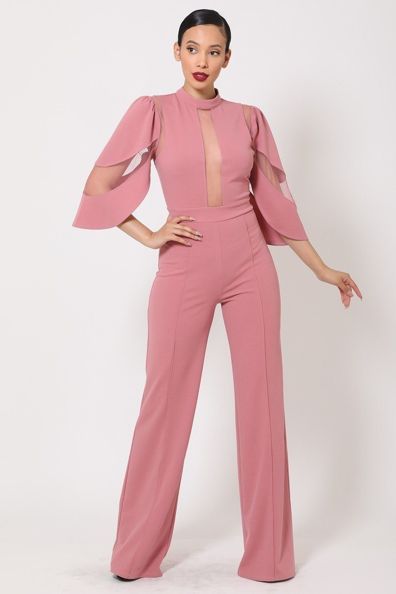 semi sheer jumpsuit