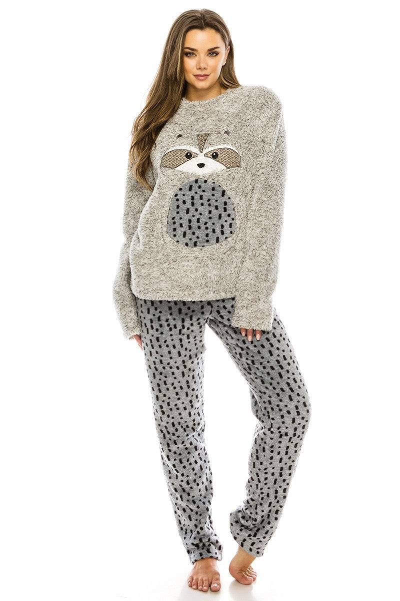 raccoon print pajama set