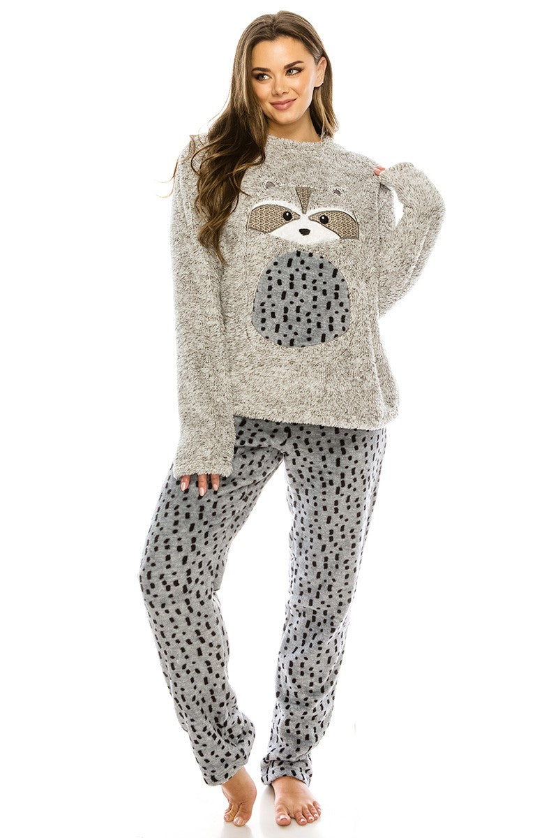 raccoon print pajama set