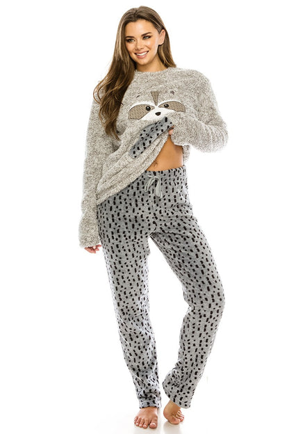 Raccoon Print Pajama Set