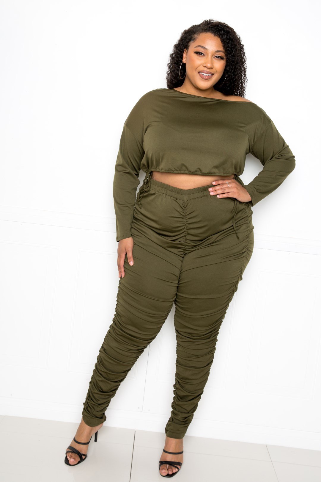 ruched top & leggings set