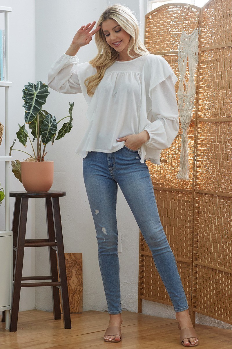 ruffle long sleeve top