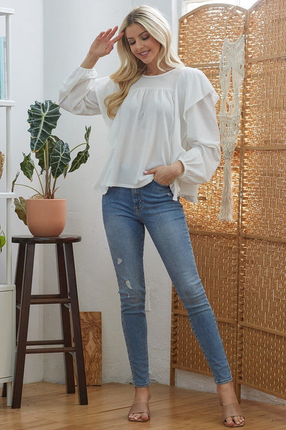 Ruffle Long Sleeve Top