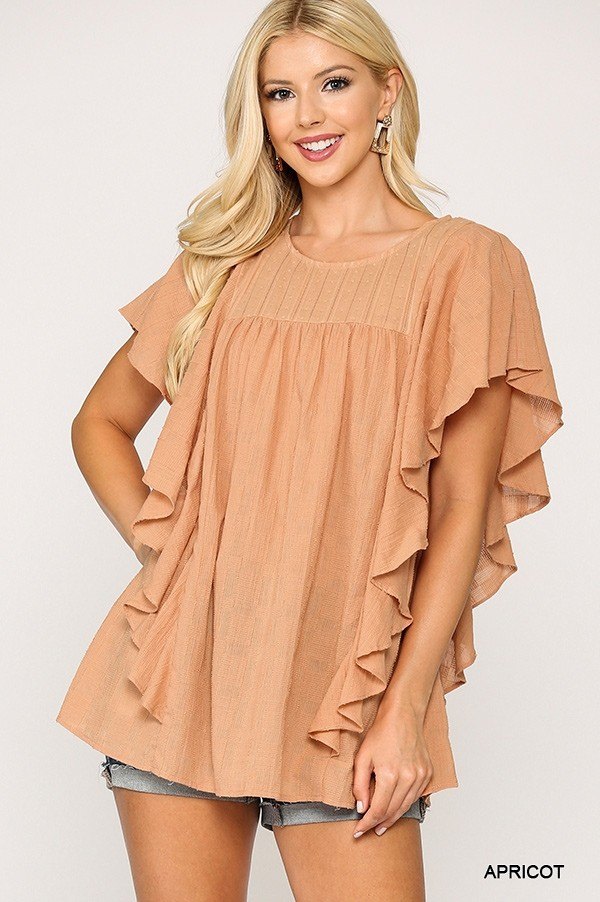 ruffle sleeve tunic top