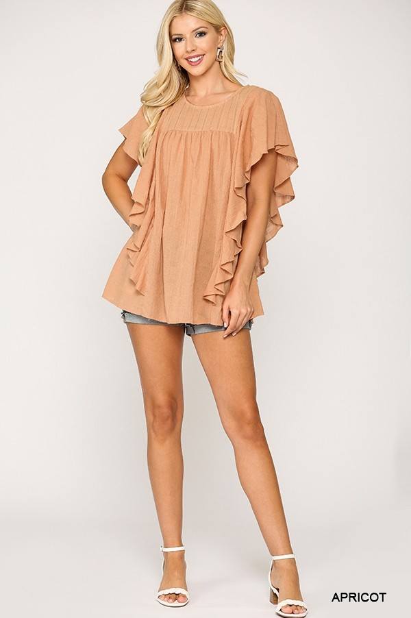 ruffle sleeve tunic top