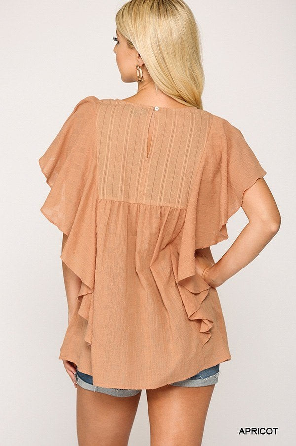 ruffle sleeve tunic top