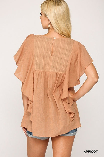 Ruffle Sleeve Tunic Top