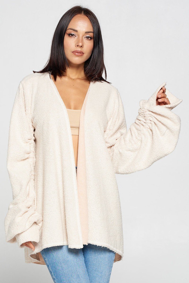 fuzzy open front cardigan