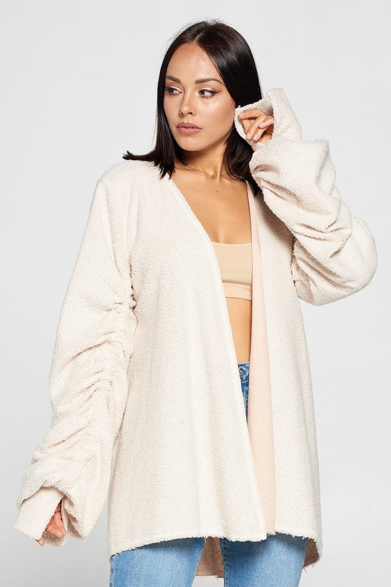 fuzzy open front cardigan