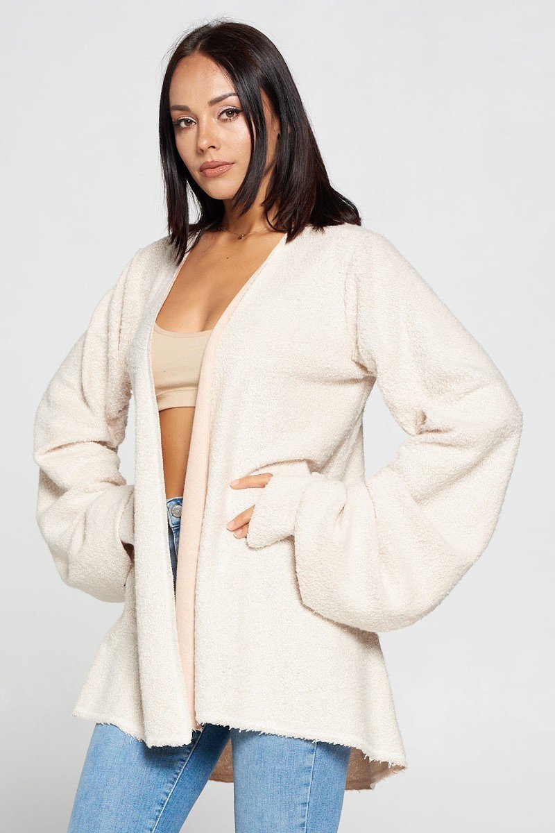 fuzzy open front cardigan