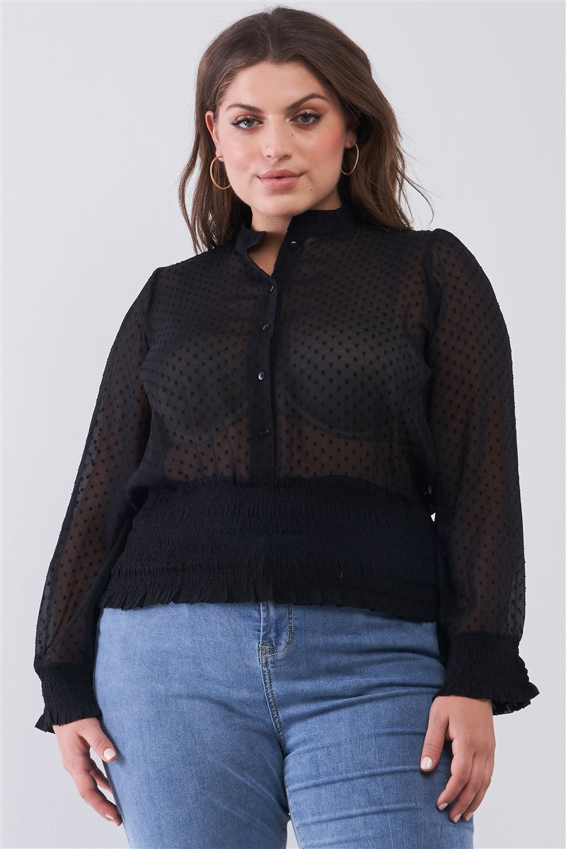 semi-sheer blouse top