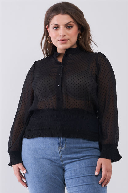 Semi-Sheer Blouse Top