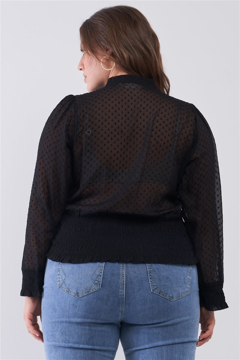 semi-sheer blouse top