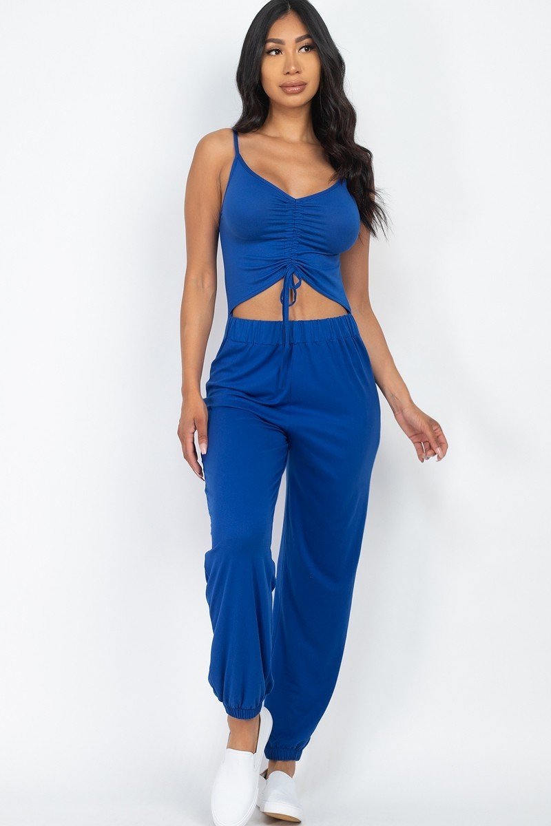 front ruched jumpsuit