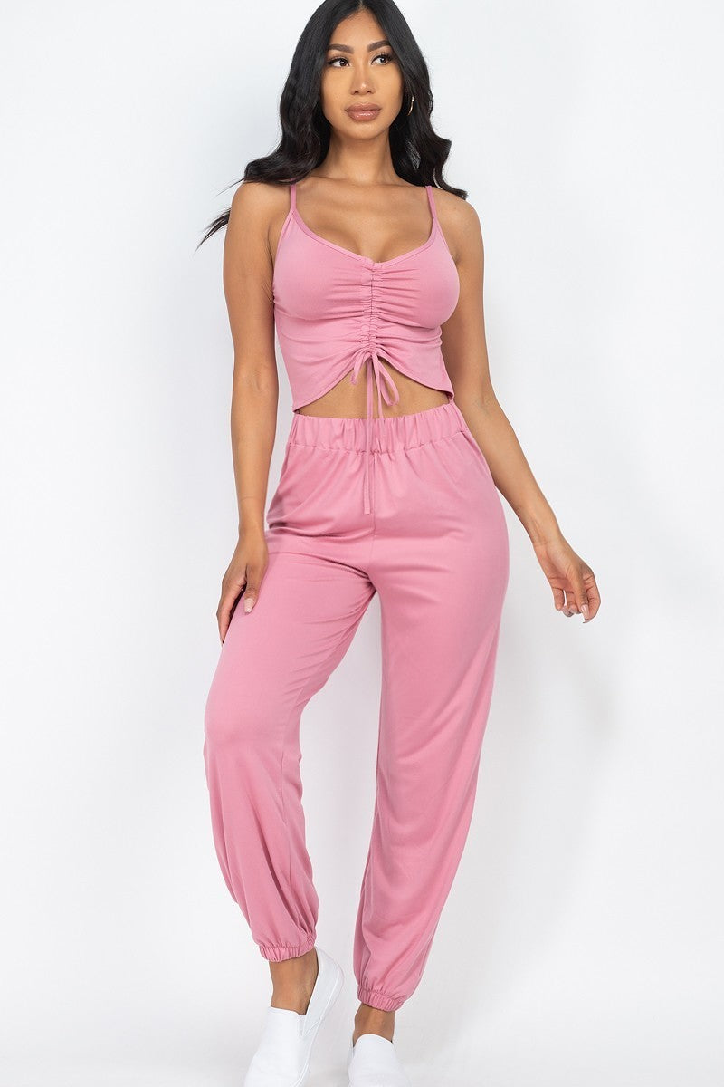 front ruched jumpsuit