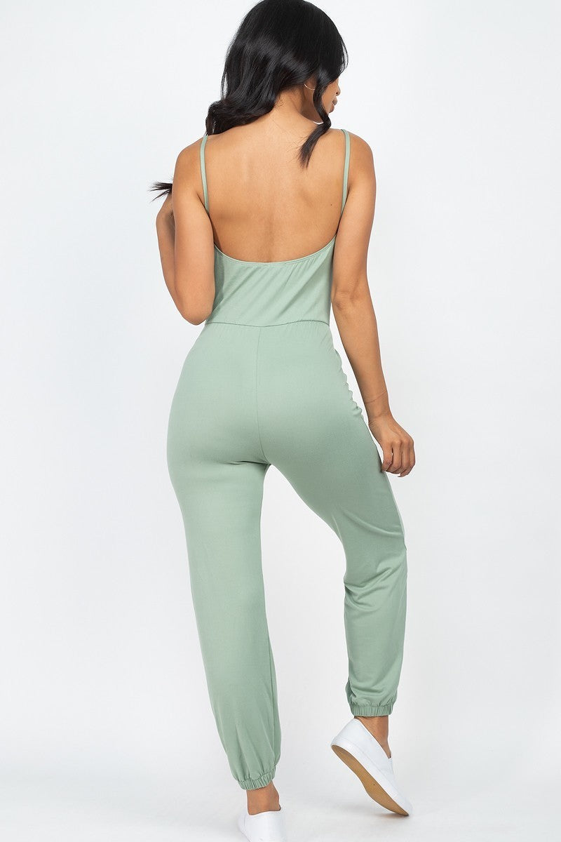 front ruched jumpsuit