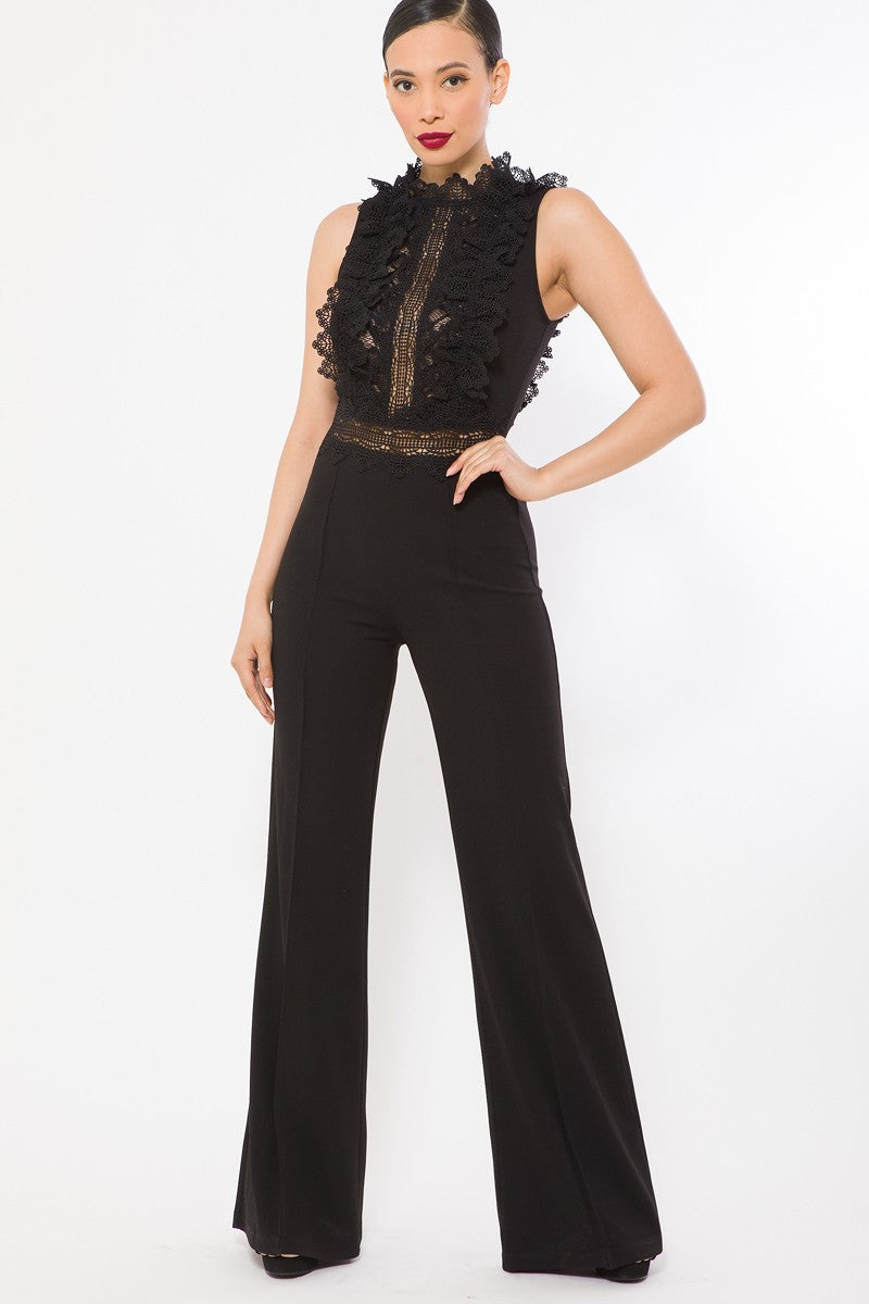 lace crochet top jumpsuit