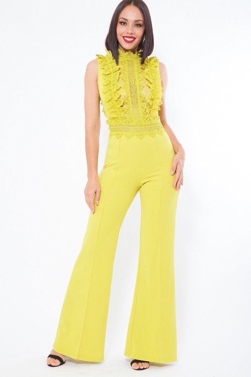 lace crochet top jumpsuit