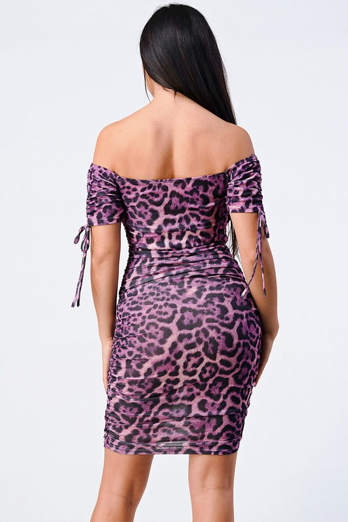 leopard off shoulder dress