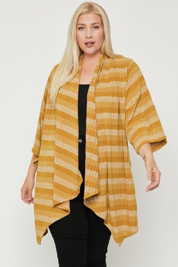 kimono style striped cardigan