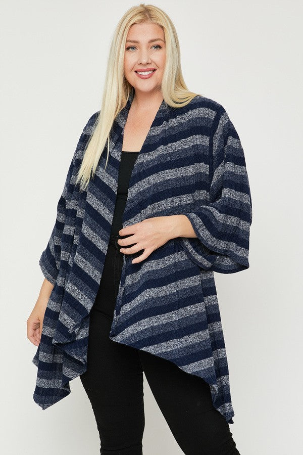 kimono style striped cardigan