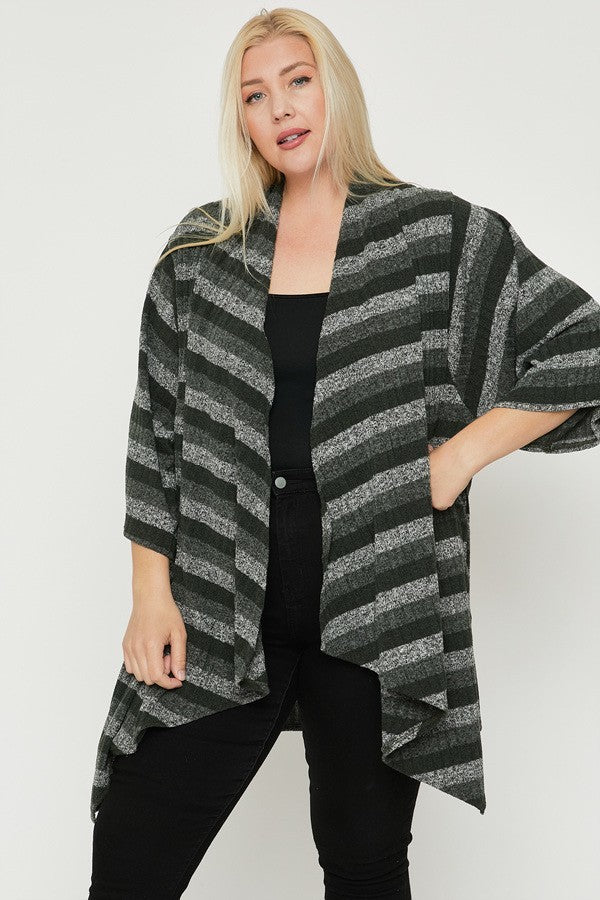 kimono style striped cardigan