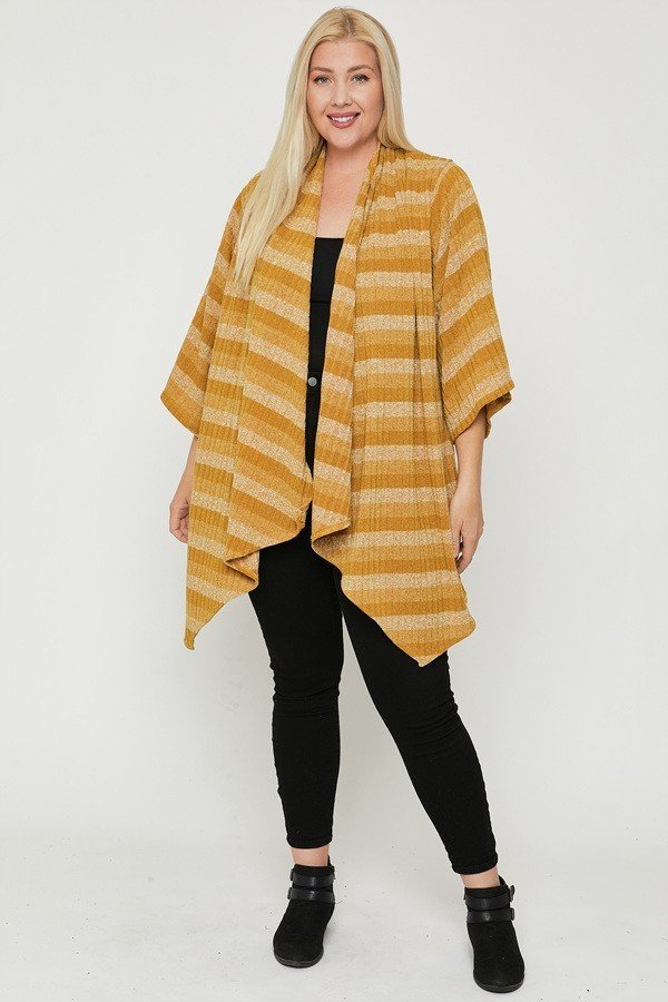 kimono style striped cardigan