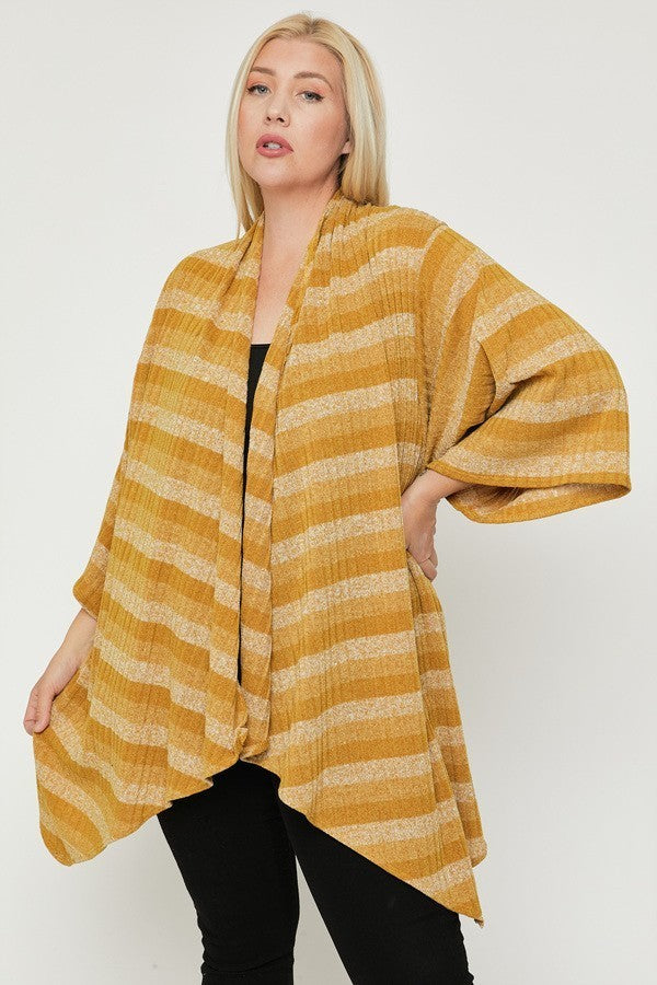 kimono style striped cardigan